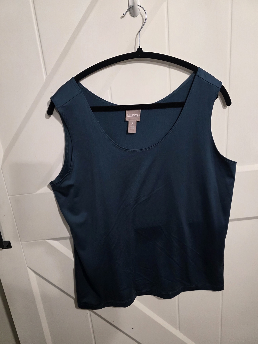 Chico's Sleeveless Scoop Tank Top in Deep Teal Blue